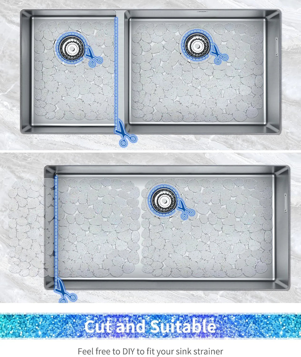 Bligli Pebble Sink Mat 2-Pack - PVC Kitchen Protector for Stainless Steel/Ceramic Dish Drying Mat for Dishes 15.7" x 11.8" Bling Clear – Clear-View Organization for Simple Storage and Daily Tasks