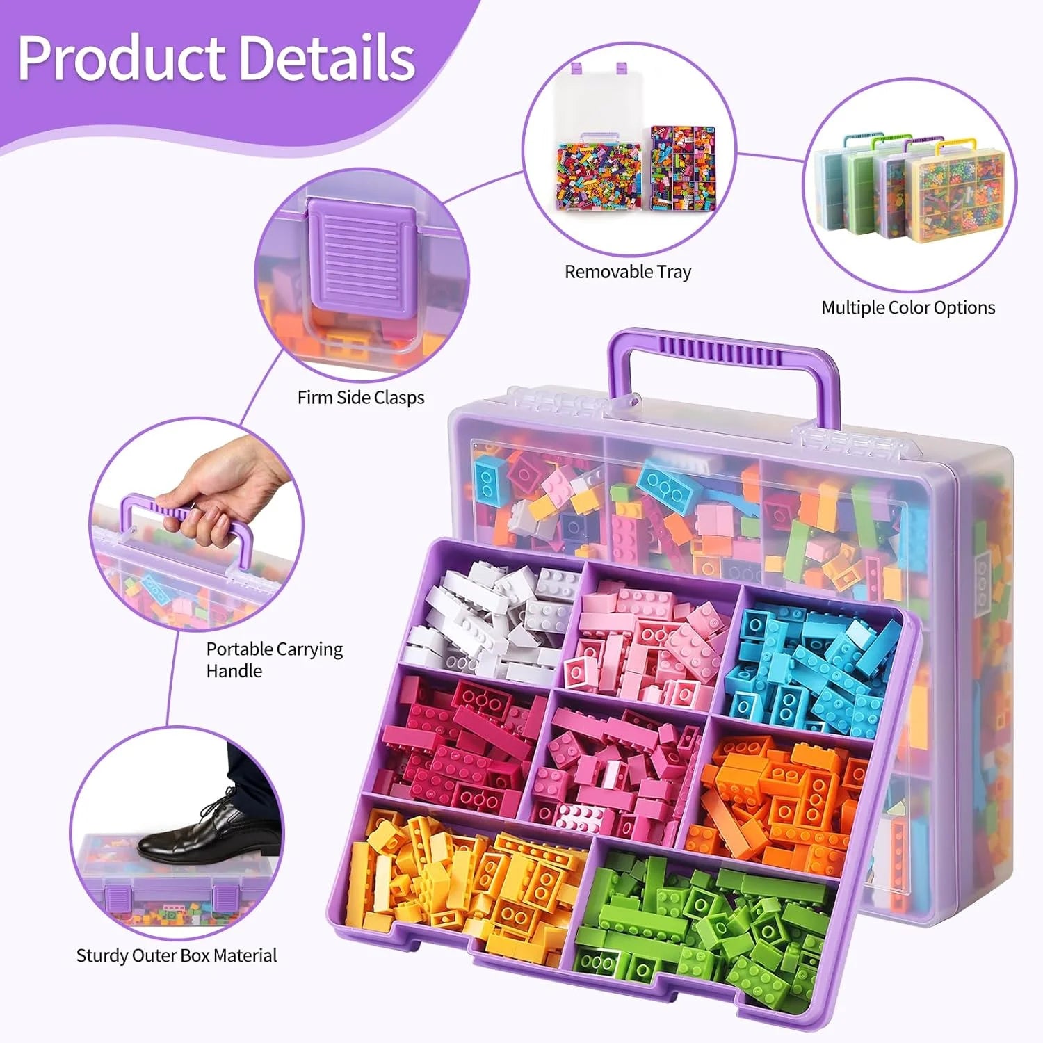 Douorgan Toy Storage Organizer for Lego Stackable Organizer Bins Portable Organizer Containers Storage Box Plastic Case for Bead Bracelet Making DIY Jewelry Nail Charms (Blue) – Stackable Organization for Simple Storage and Daily Tasks