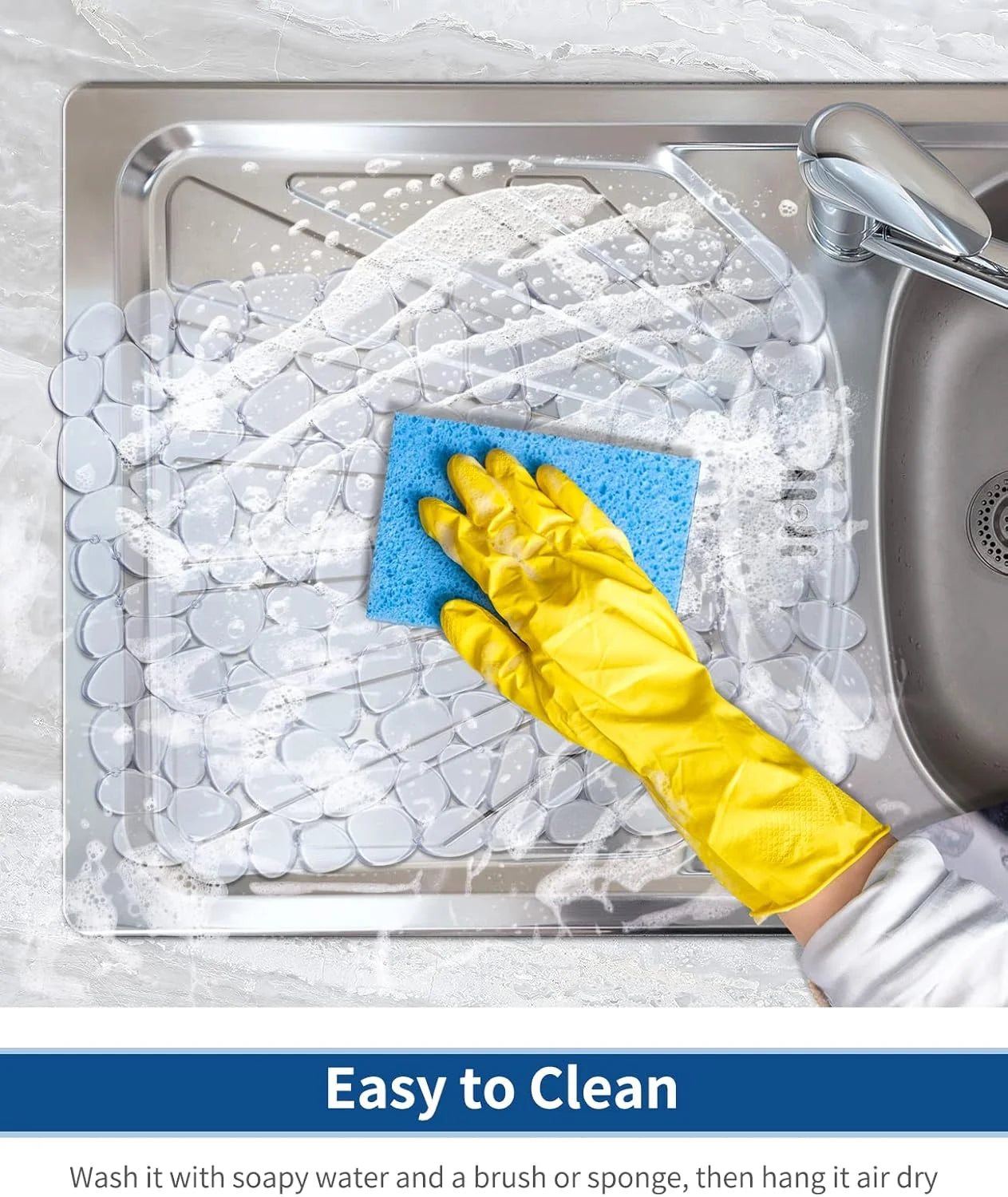 Bligli Pebble Sink Mat 2-Pack - PVC Kitchen Protector for Stainless Steel/Ceramic Dish Drying Mat for Dishes 15.7" x 11.8" Clear – Clear-View Organization for Simple Storage and Daily Tasks