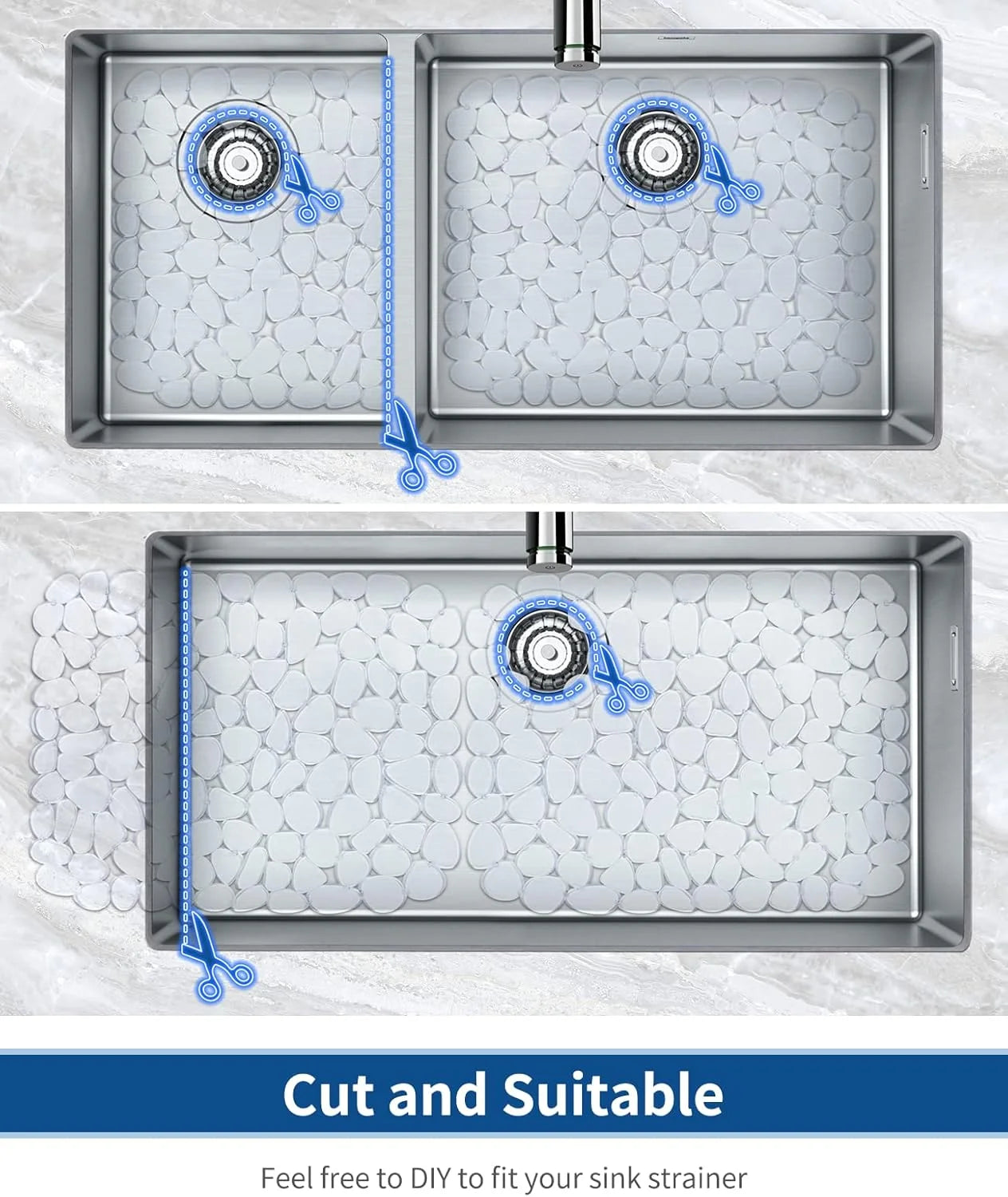 Bligli Pebble Sink Mat 2-Pack - PVC Kitchen Protector for Stainless Steel/Ceramic Dish Drying Mat for Dishes 15.7" x 11.8" Clear – Clear-View Organization for Simple Storage and Daily Tasks
