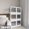 384QT 3-Pack Transparent Stackable Storage Bins with 5 Doors to Open with Wheels Folding Plastic Craft Containers Large Closet Organizers Box for Bedrooms Living Rooms Study Kids' Toys White – Stackable Organization for Simple Storage and Daily Tasks