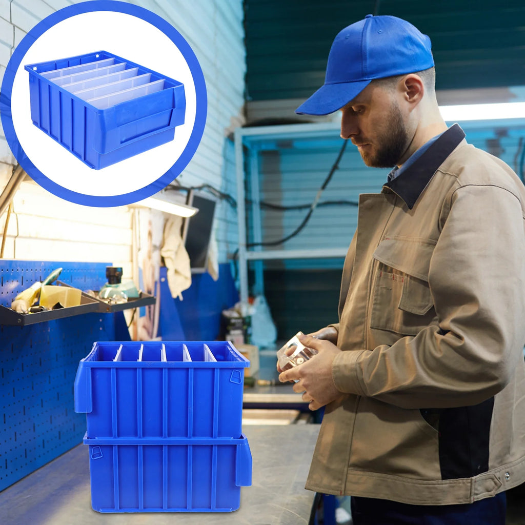 Parts Box Screw Partitions Design Blue Storage Container – Compartmented Organization for Simple Storage and Daily Tasks