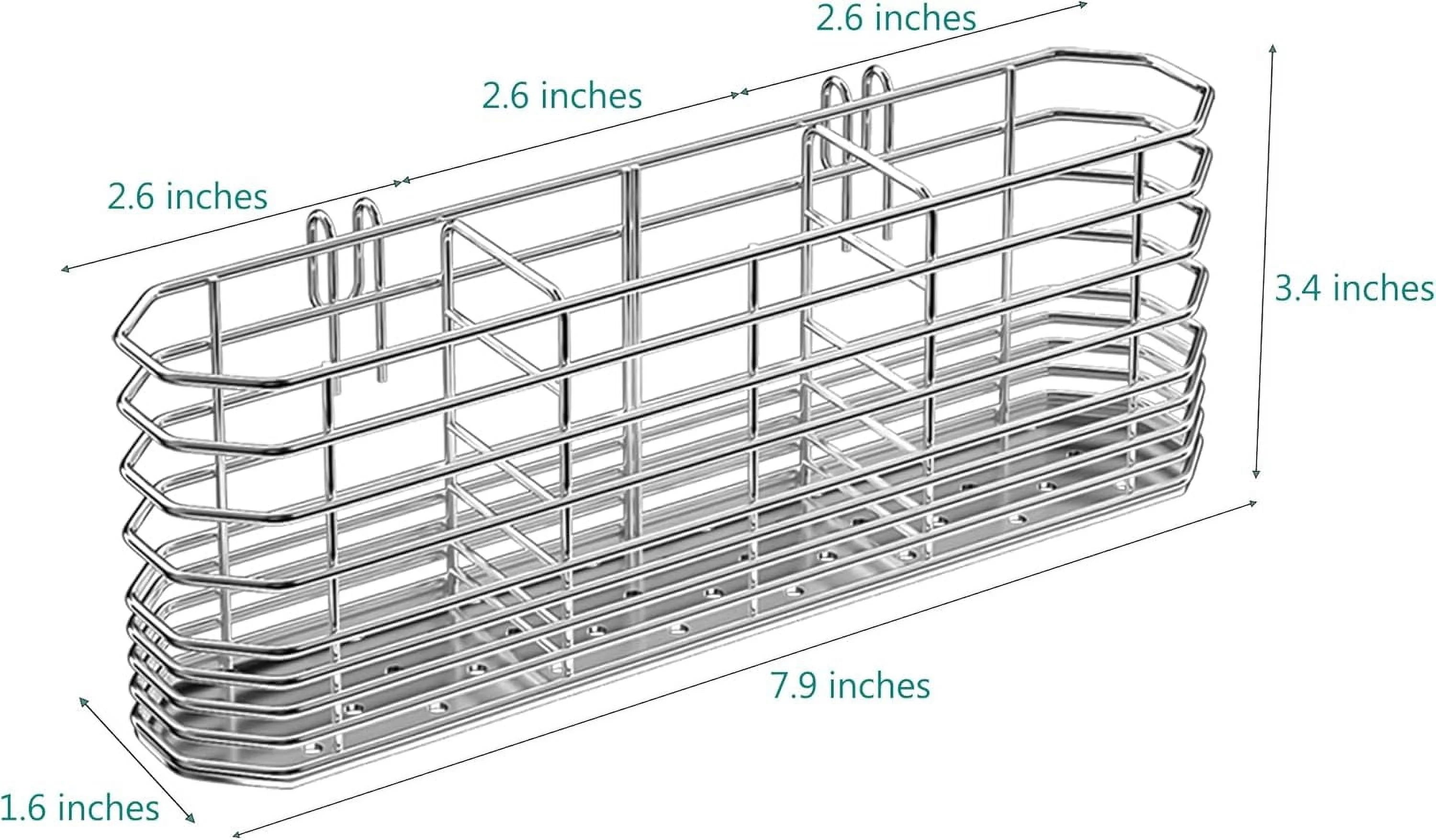 304 Stainless Steel Utensil Holder Dish Drying Rack kitchen Utensil Organizer Knife and Fork Drainage Rack Kitchen Drainage Basket Accessories With Hooks Rust-resistant Color-Silver – Durable Stainless Steel Construction for Simple Storage and Daily Tasks