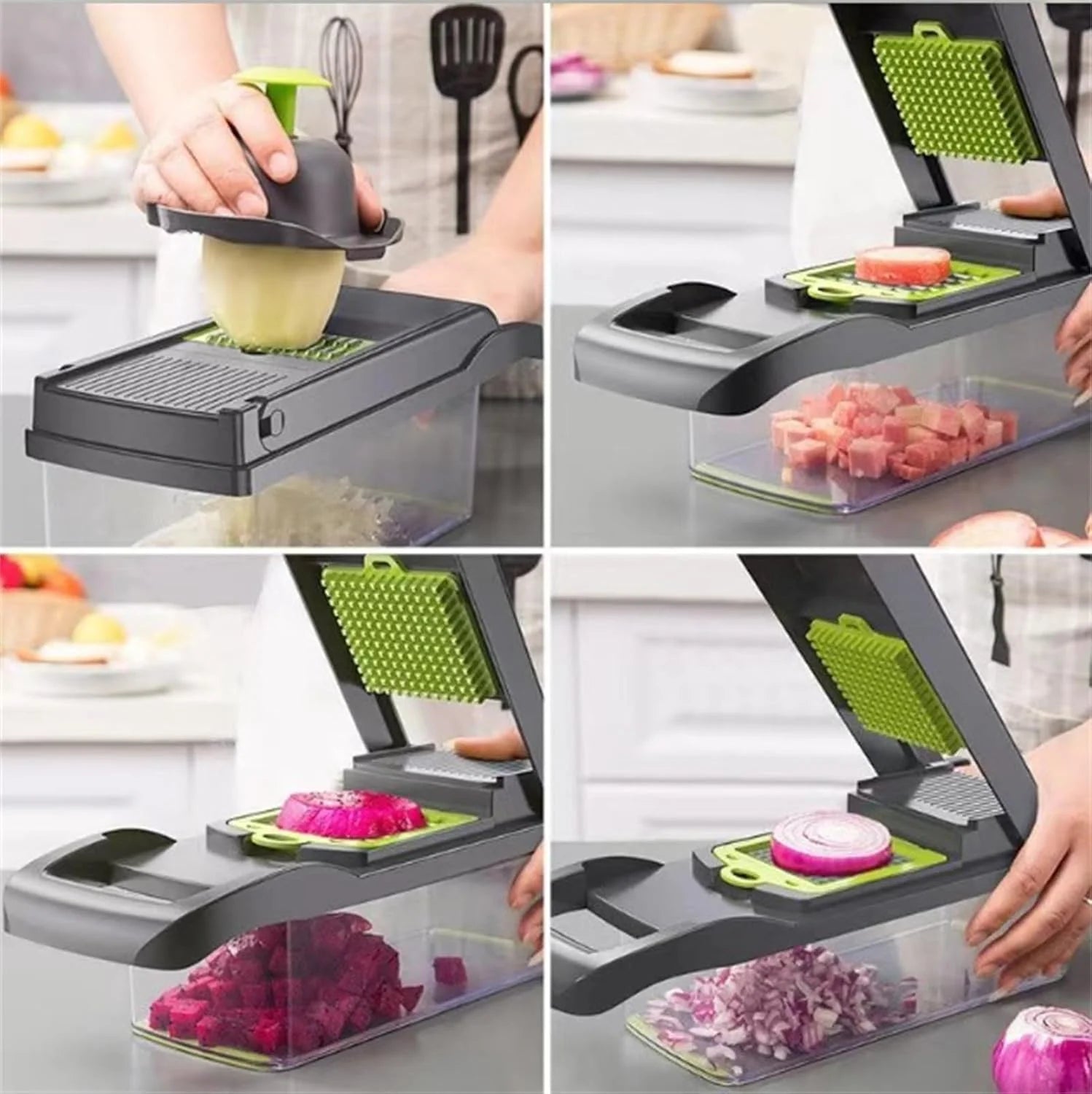 14Pcs Multi-Functional Vegetable Cutter & Slicer Trendgolden Food Chopper Stainless Steel Blades Kitchen Gadgets & Accessories (Pink) – Durable Stainless Steel Construction for Simple Storage and Daily Tasks