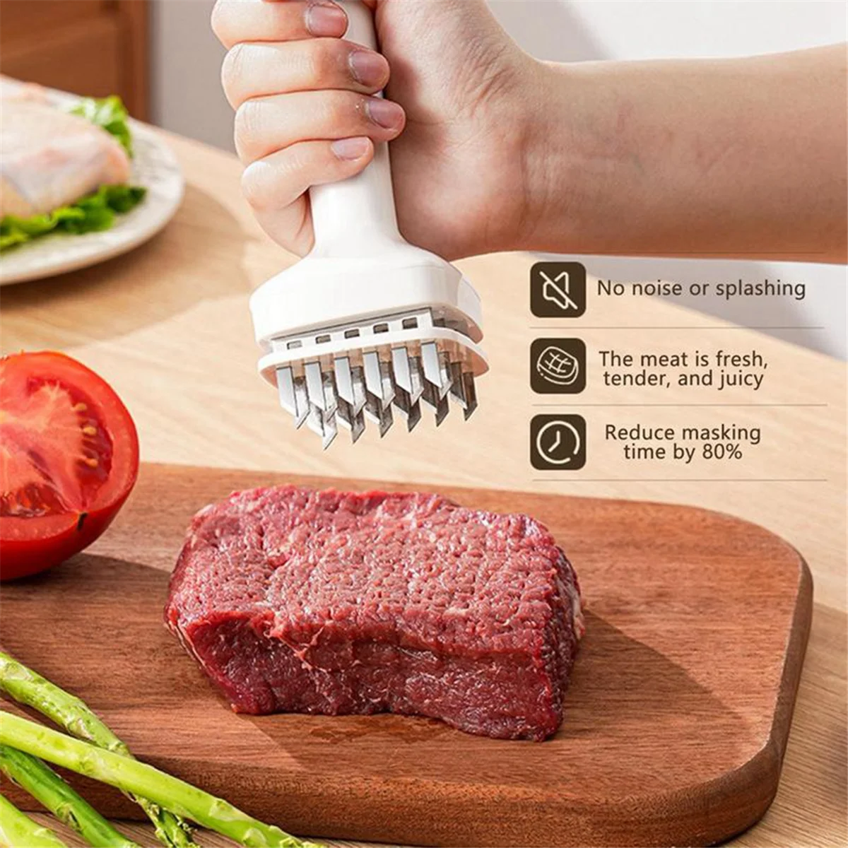 Meat Tenderizer Needle Stainless Steel Prongs Food Grade 5.5x5.5x17cm White – Durable Stainless Steel Construction for Simple Storage and Daily Tasks