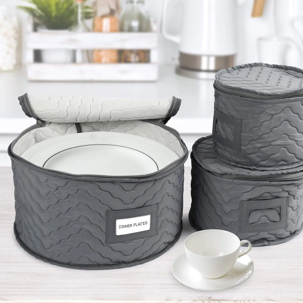 China Storage Containers - Quilted 6-Piece Set Storage Box- Stores Chinaware Stemware Dinnerware Dish Storage Service for 12 48 Pcs Felt Protectors Cardboard Dividers Included – Convenient Multi-Piece Set for Simple Storage and Daily Tasks
