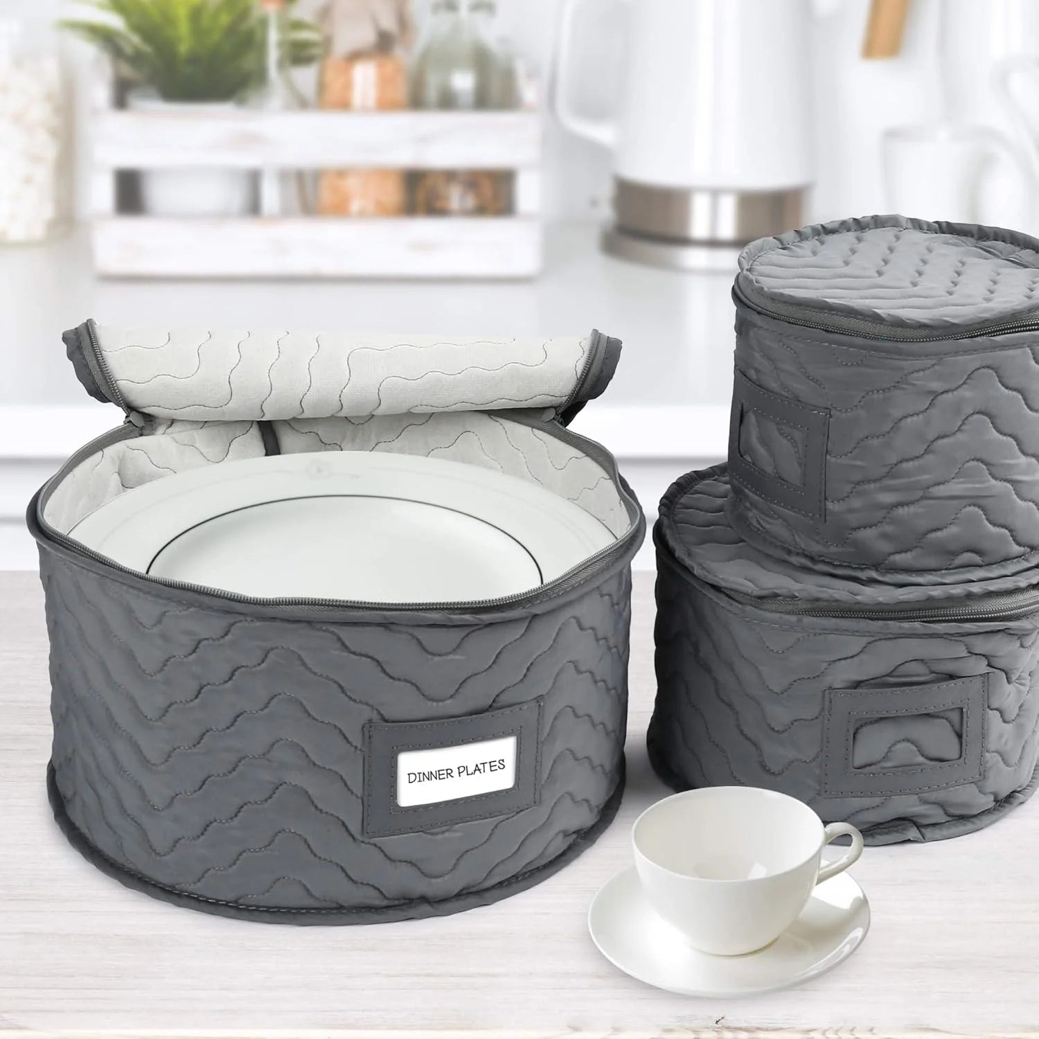 China Storage Containers - Quilted 6-Piece Set Storage Box- Stores Chinaware Stemware Dinnerware Dish Storage Service for 12 48 Pcs Felt Protectors Cardboard Dividers Included – Convenient Multi-Piece Set for Simple Storage and Daily Tasks
