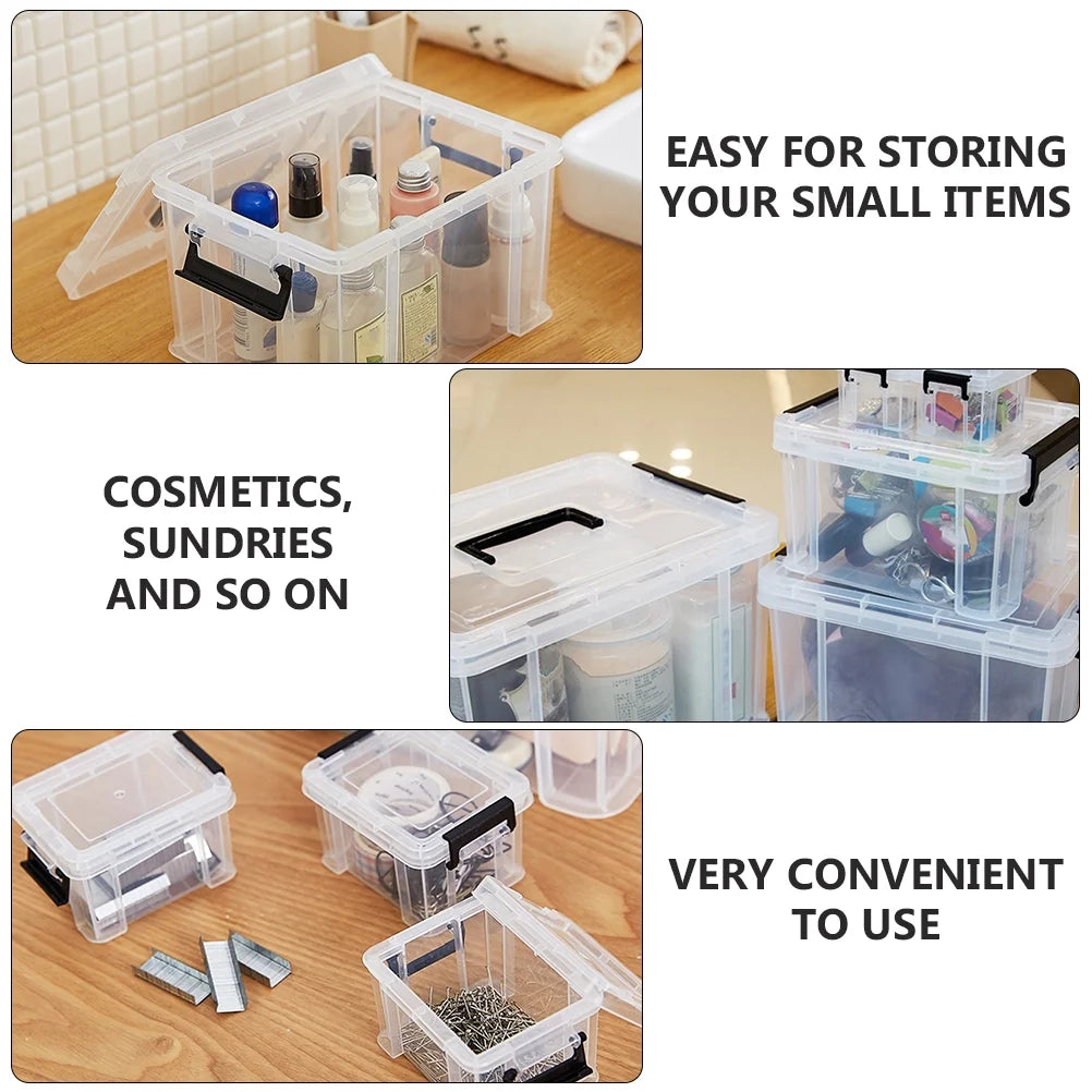 4Pcs Multi-functional Toy Storage Box Plastic Sundries Organizer with Lid Handles 8.5x6.5x5.0cm – Secure Lid Design for Simple Storage and Daily Tasks