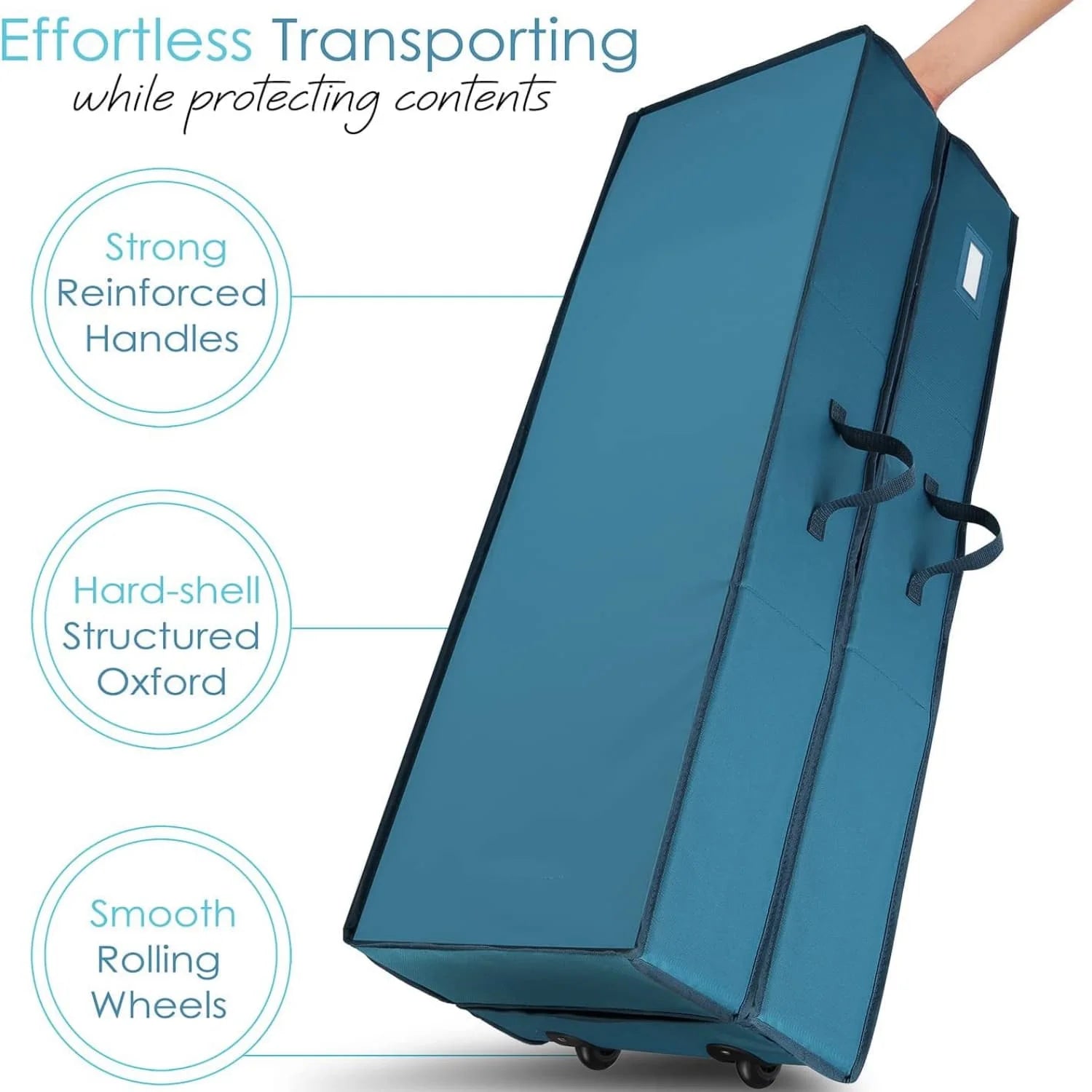 Wrapping Paper Storage Container with Ribbon Dispenser and Interior Pockets - Large Christmas Storage Containers with Wheels Fits 30 Rolls of 40" Length Blue – Multiroom Organization Format for Simple Storage and Daily Tasks
