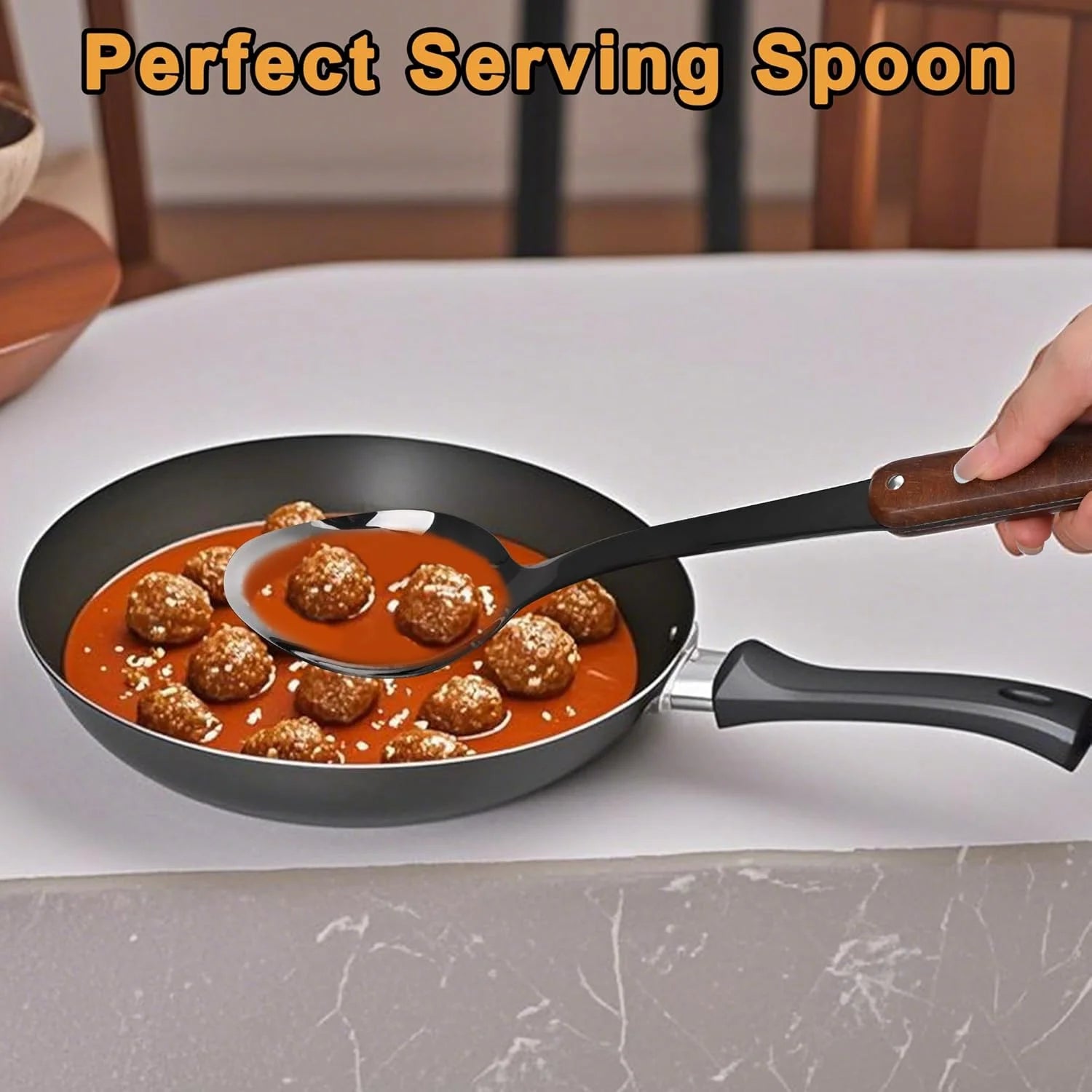 Stainless Steel Cooking Utensils Set Mirror Polished 6 Pieces Kitchen Utensils Set Kitchen Tools Set With Wooden Handle Non-Stick Heat Resistant,Dishwasher Suitable Easy to Clean – Convenient Carry Handles for Simple Storage and Daily Tasks