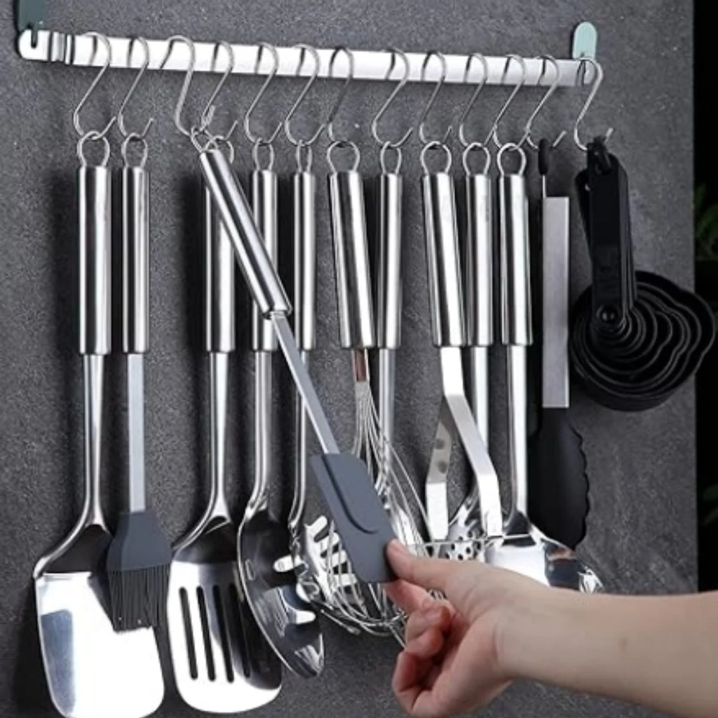 Kitchen Utensils Set 38 Pieces Stainless Steel Cooking Utensils Set Kitchen Gadgets Cookware Kitchen Tool Set with Utensil Holder Rack And Hooks For Hanging Dishwasher Suitable – Space-Saving Hanging Design for Simple Storage and Daily Tasks