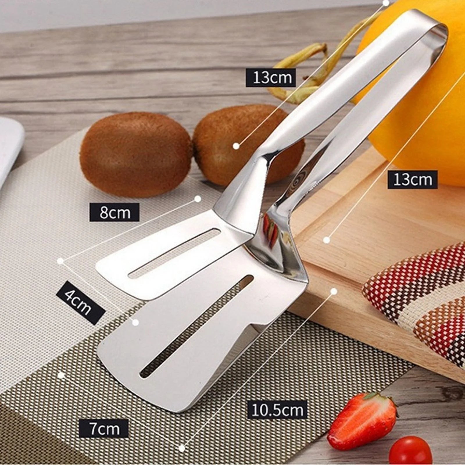 Stainless Steel Double-Sided Shovel Clip Stainless Steel Spatula Kitchen Tongs,Grill Clamp Flipping Spat – Durable Stainless Steel Construction for Simple Storage and Daily Tasks
