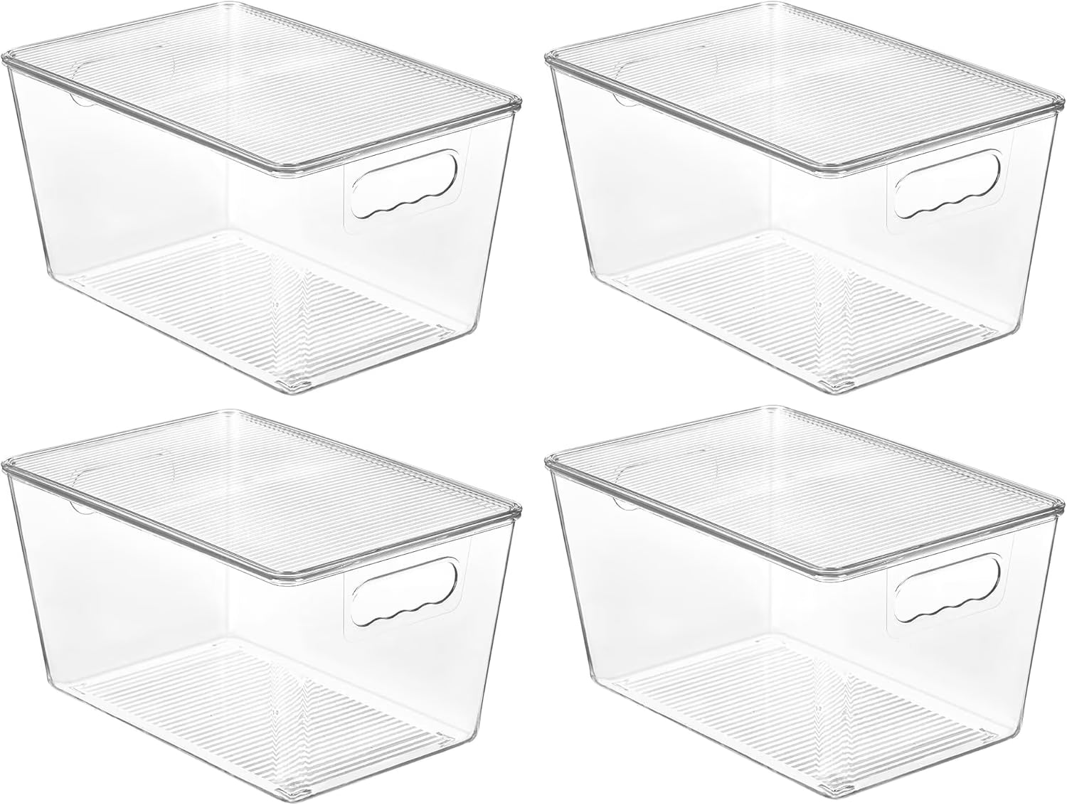 Clear Stackable Storage Bins with Lids Large Plastic Containers with Handle for Pantry Organizer and Storage,Suitable for Bathroom,Cabinet,Kitchen,Fridge,Closet Organization – Stackable Organization for Simple Storage and Daily Tasks