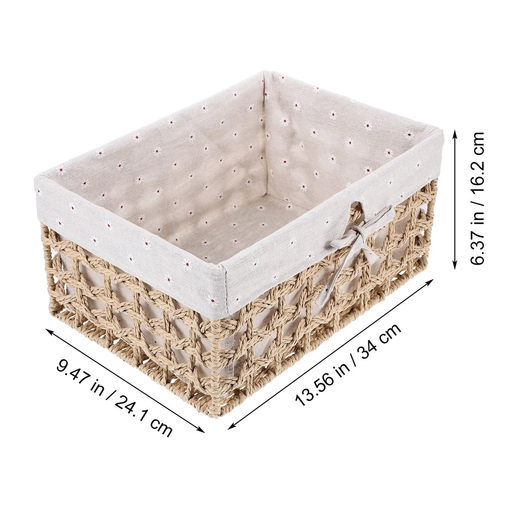 Rustic Storage Bins Grass Basket Cube Boxes with Lids Fabric Toy Sundries – Multiroom Organization Format for Simple Storage and Daily Tasks