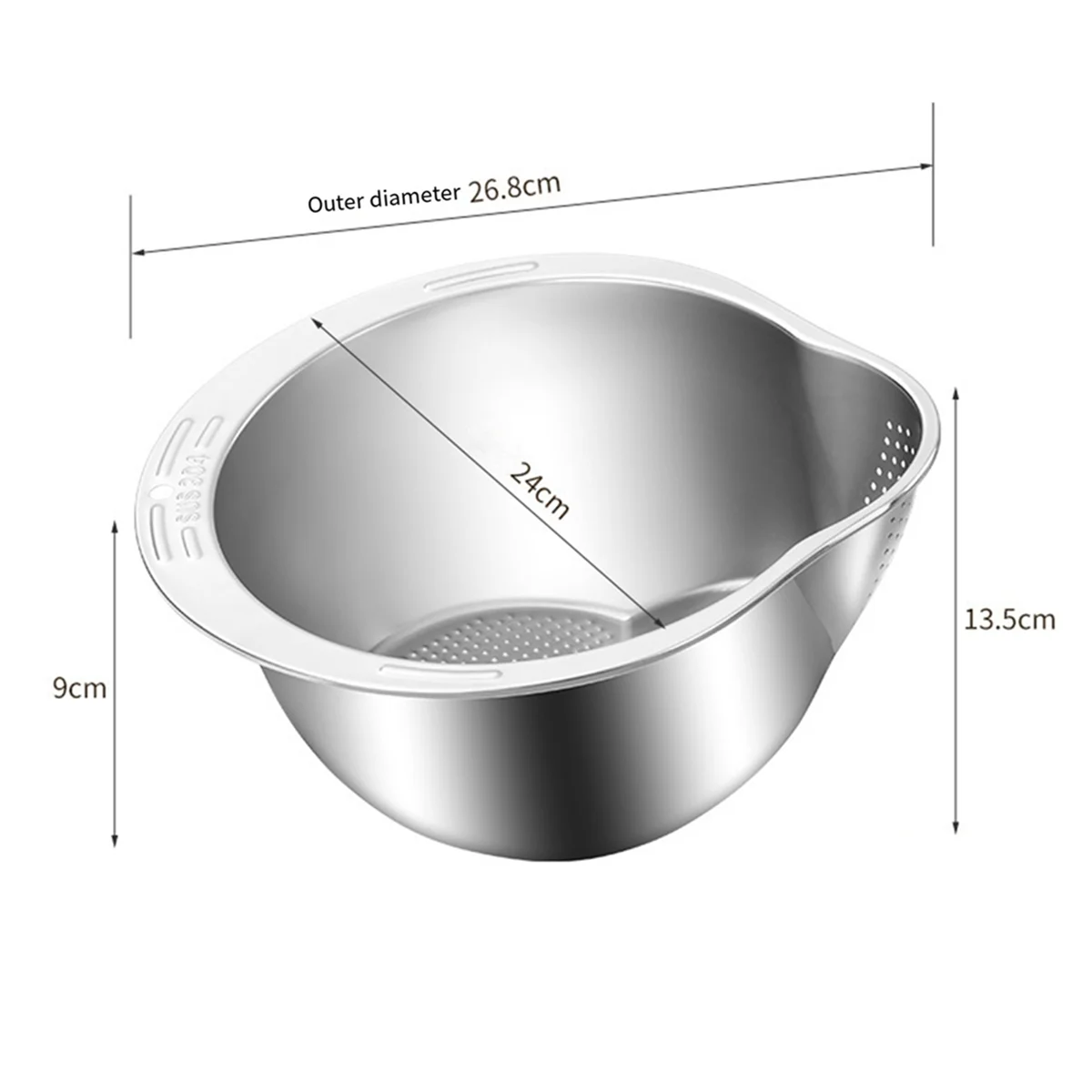 Rice Washer Strainer Bowl Stainless Steel Washing Colander Fruit and Vegetable Kitchen Tool A – Durable Stainless Steel Construction for Simple Storage and Daily Tasks