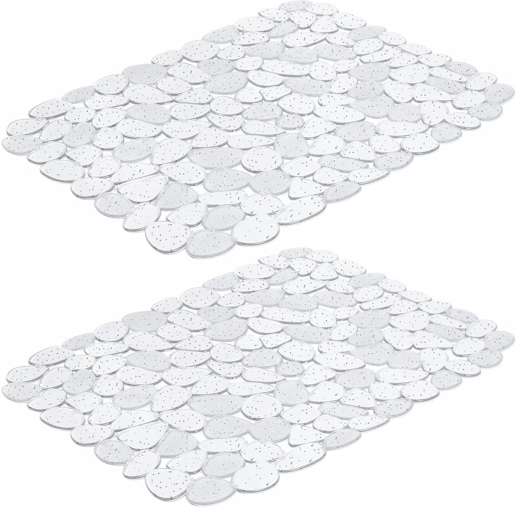 Bligli Pebble Sink Mat 2-Pack - PVC Kitchen Protector for Stainless Steel/Ceramic Dish Drying Mat for Dishes 15.7" x 11.8" Bling Clear – Clear-View Organization for Simple Storage and Daily Tasks