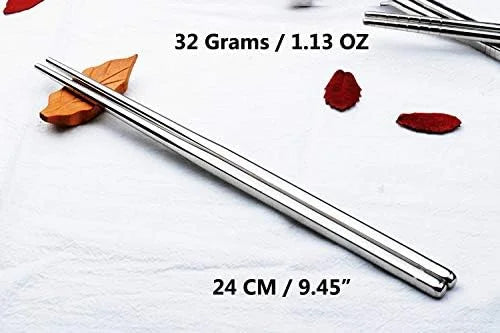 Stainless Steel Chopsticks Metal Reusable Dining Chopsticks 10 Pairs$$Home Decor Kitchen & Other – Durable Stainless Steel Construction for Simple Storage and Daily Tasks
