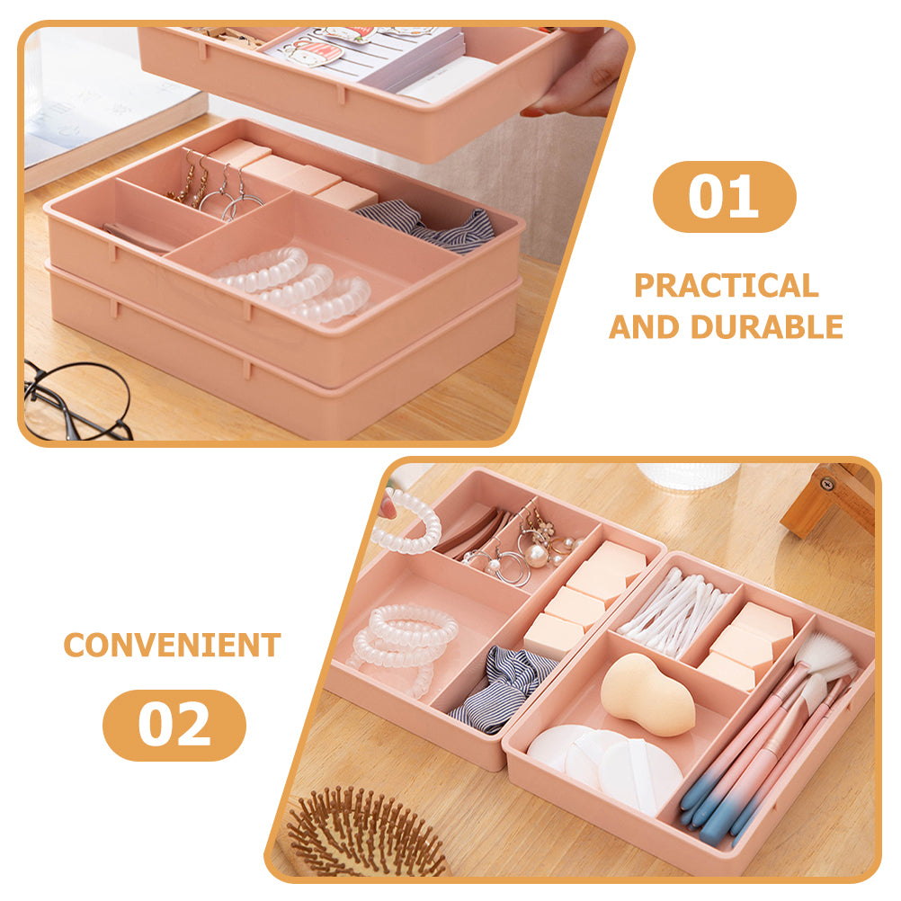 4 Pcs Office Storage Bins Drawers Four Grid Box Four-grid Compartment Case – Compartmented Organization for Simple Storage and Daily Tasks