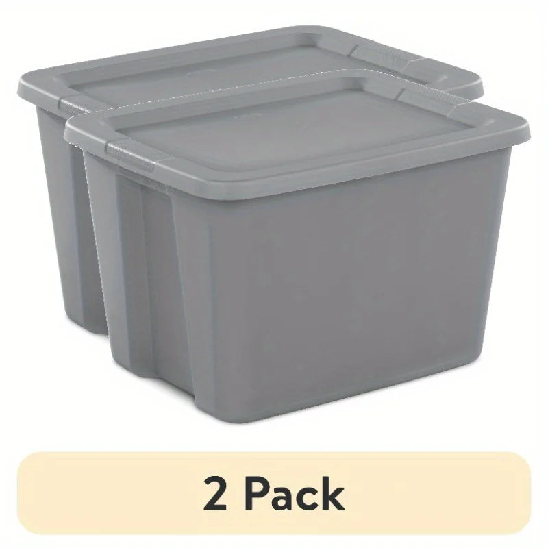 2-Pack 18 Gallon Heavy-Duty Plastic Storage Bins with Snap-On Lids - Durable Stackable Gray Organizers for Home Garage Pantry & Office - Space-Saving Rectangular Design with Reinforced Handles – Stackable Organization for Simple Storage and Daily Tasks