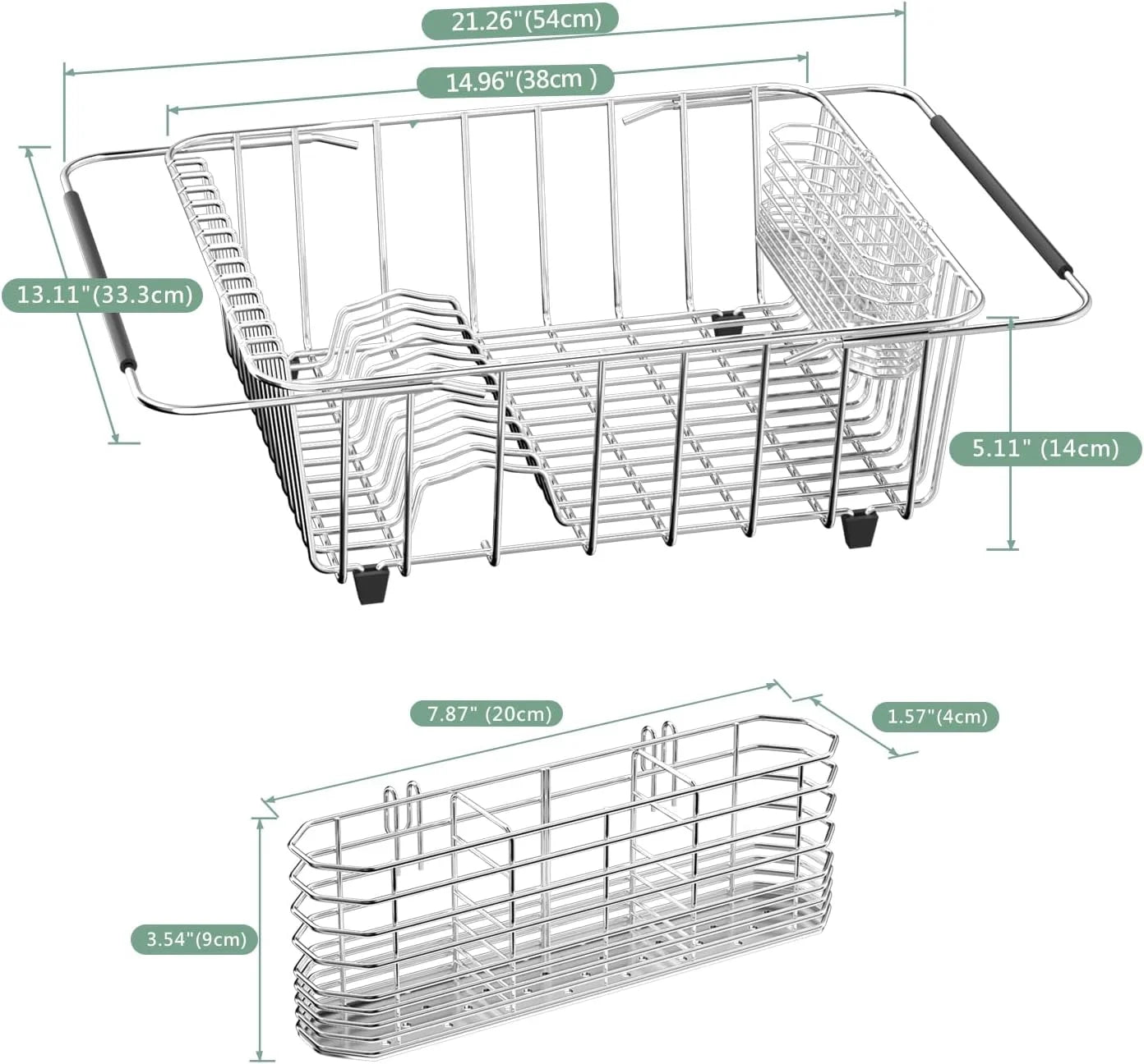 Dish Drying Rack in-Sink 304 Stainless Steel Dish Drainer with Stainless Steel Silverware Holder Over Inside Sink-Adjustable – Durable Stainless Steel Construction for Simple Storage and Daily Tasks