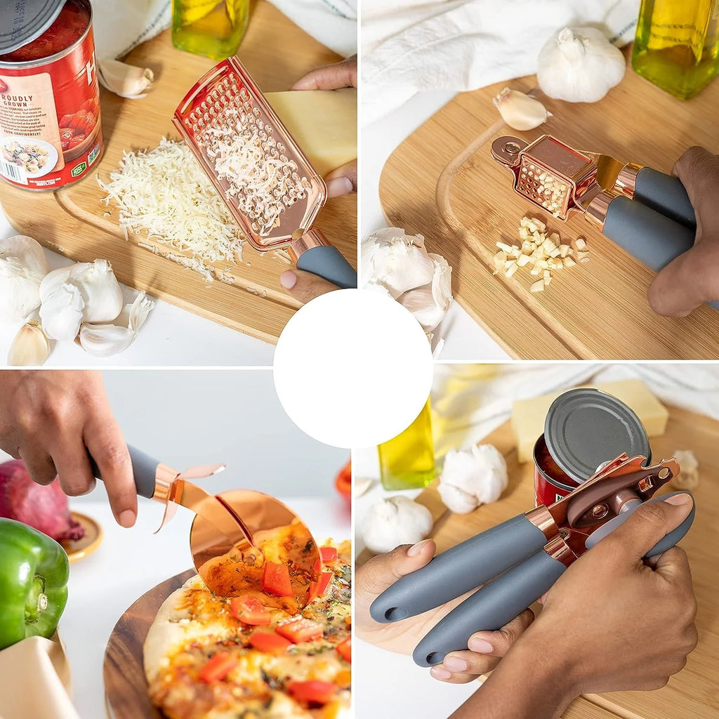 7-Piece Kitchen Gadget Set Copper Coated Stainless Steel Tableware with Soft Touch Handle – Convenient Carry Handles for Simple Storage and Daily Tasks