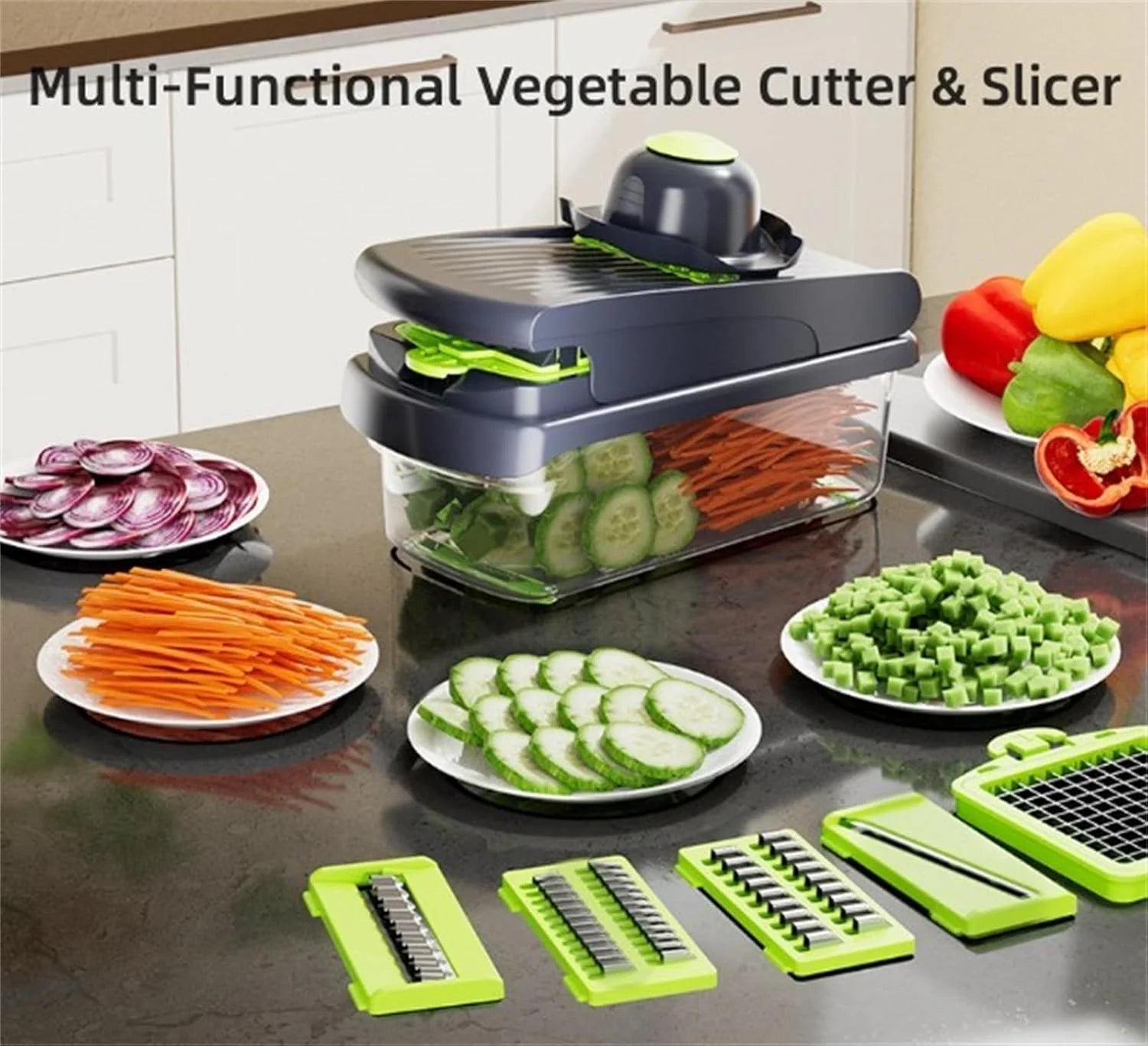 14Pcs Multi-Functional Vegetable Cutter & Slicer Trendgolden Food Chopper Stainless Steel Blades Kitchen Gadgets & Accessories (Pink) – Durable Stainless Steel Construction for Simple Storage and Daily Tasks