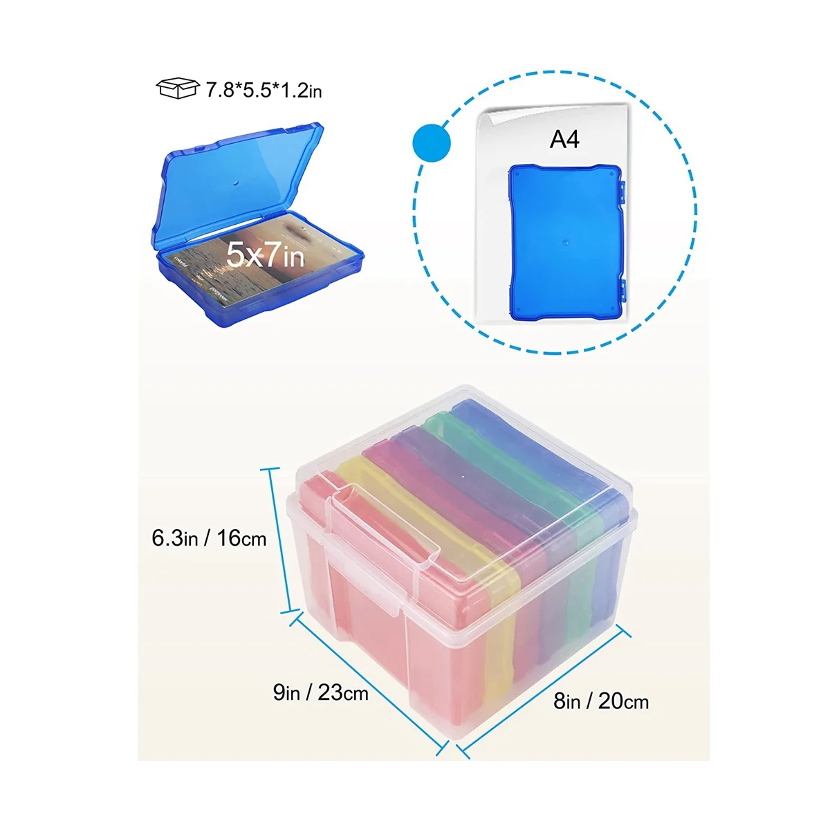 5X7 Inch Photo Storage Box Organizer Picture Containers Multicolor Plastic Craft Keeper Case – Practical Home Organization for Simple Storage and Daily Tasks
