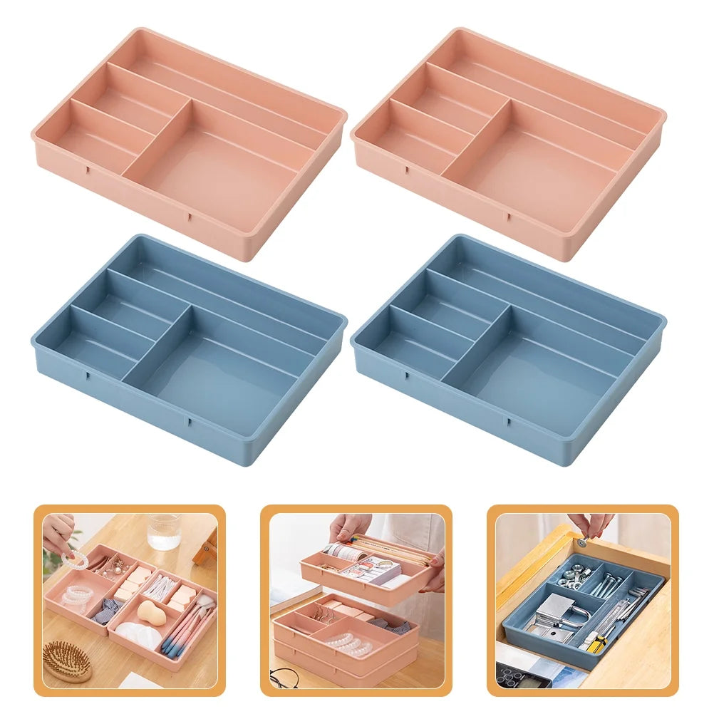 4 Pcs Office Storage Bins Drawers Four Grid Box Four-grid Compartment Case – Compartmented Organization for Simple Storage and Daily Tasks