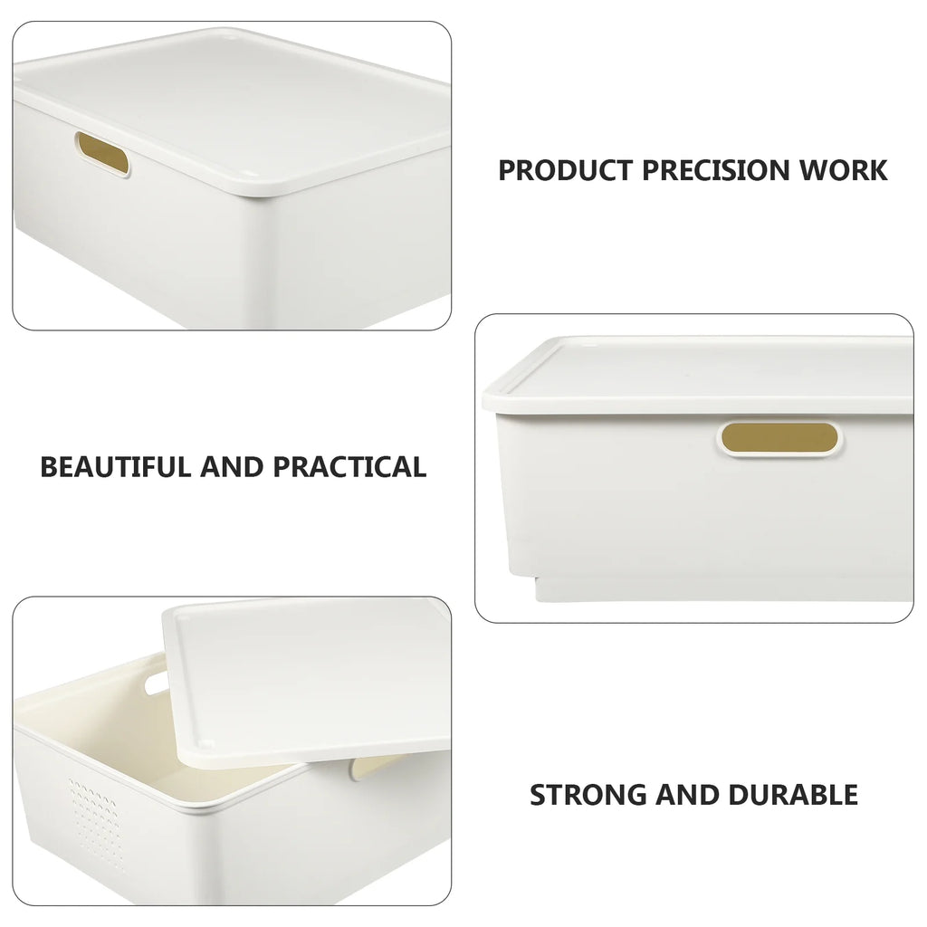 Japanese Storage Box Kitchen Shelves Basket Containers with Lids White – Multiroom Organization Format for Simple Storage and Daily Tasks