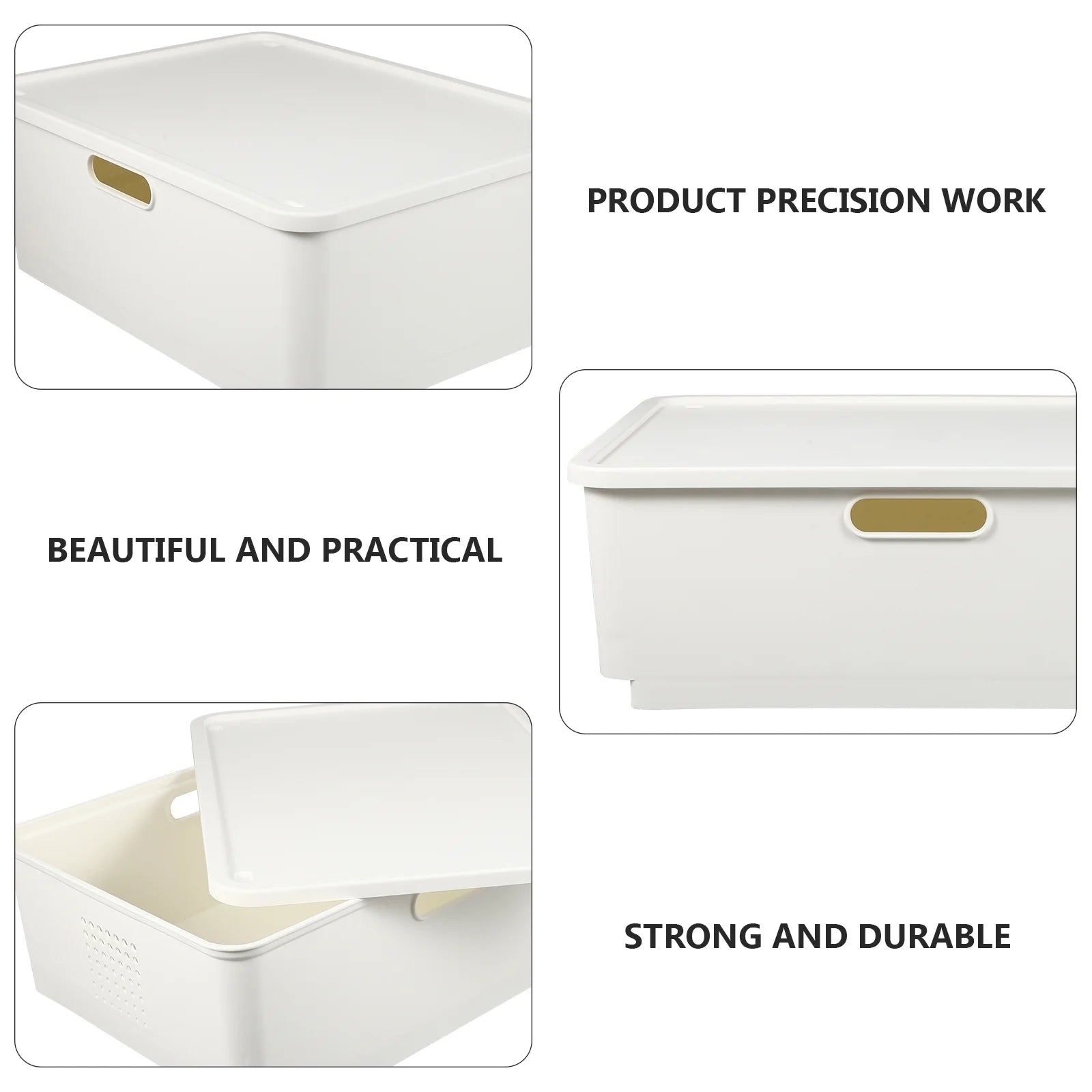 Japanese Storage Box Kitchen Shelves Basket Containers with Lids White – Everyday Household Format for Simple Storage and Daily Tasks