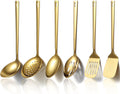 Gold Kitchen Utensils Set 6pcs Titanium Plating Stainless Steel Cooking Utensils Set Heavy Duty Kitchen Tools Spatulas Set Home Essentials Kitchen Gadgets Accessories – Durable Stainless Steel Construction for Simple Storage and Daily Tasks